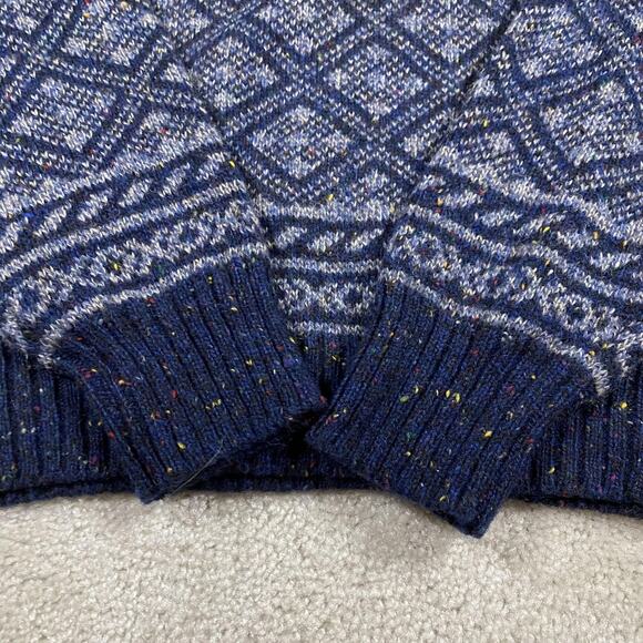 VTG McGregor Sweater Mens XL Blue Wool Blend Geometric Crewneck Grandpa 90s - Picture 3 of 7